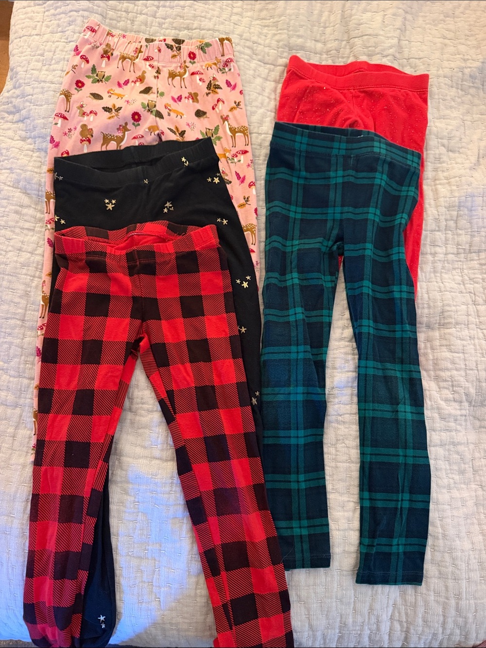 Girls' Mixed Pattern Holiday Leggings Set - size 6-7